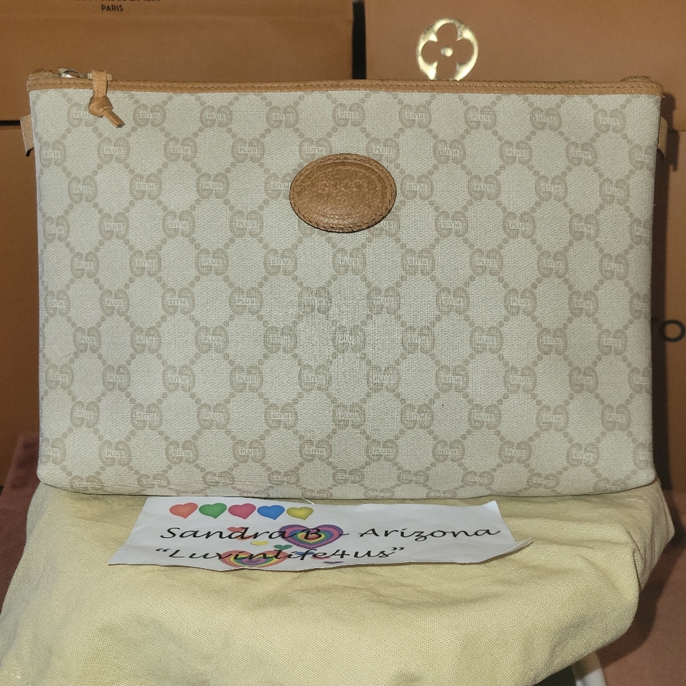 ❤GUCCI GG PLUS CLUTCH CROSSBODY COSMETIC POUCH POCHETTE- EXCELLENT